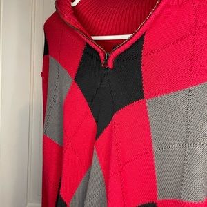 Small Red and black checkered argyle sweater with collar